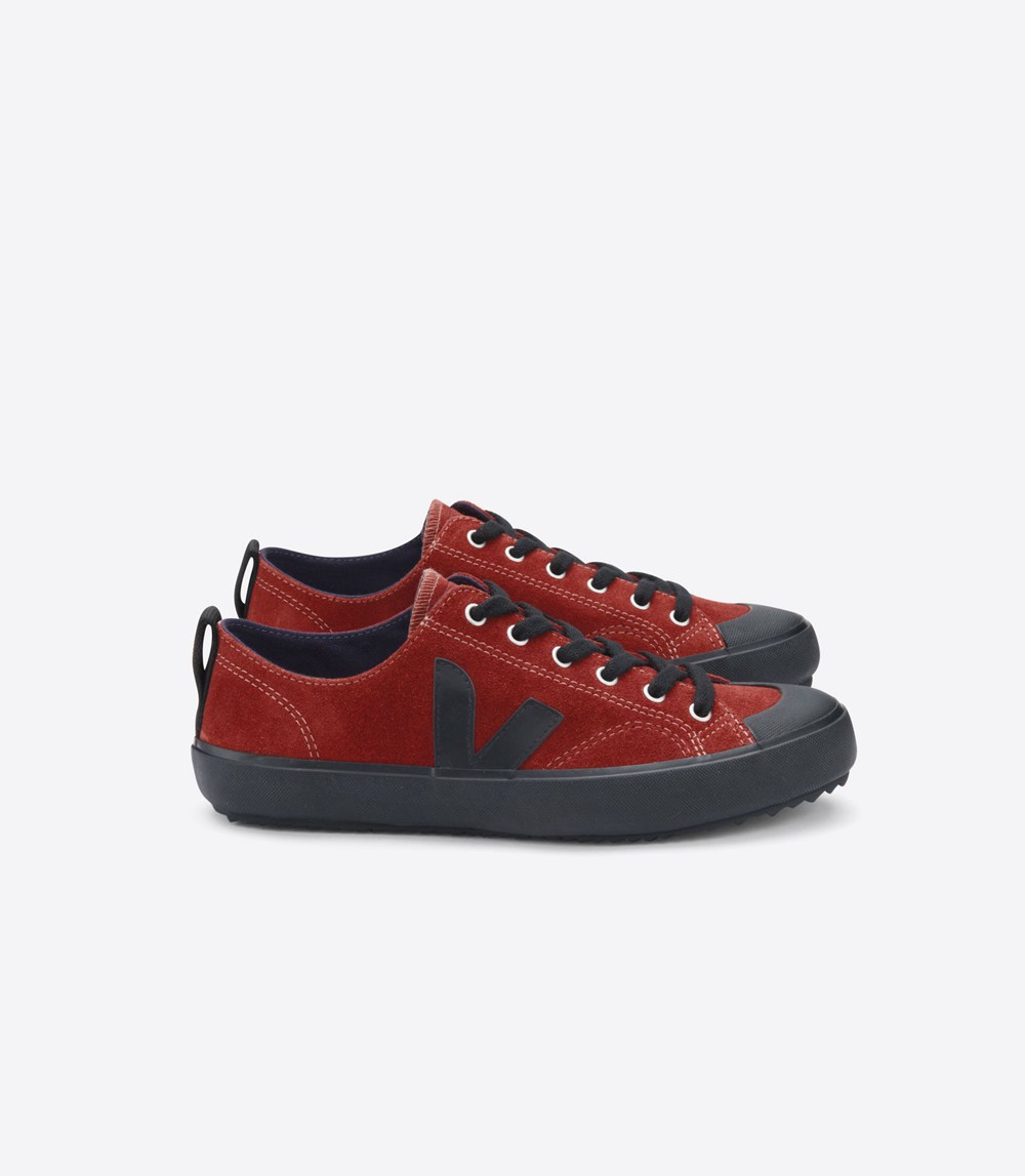 Tenis Veja Hombre - Nova Suede - Rojos/Negros - 459INEZJK